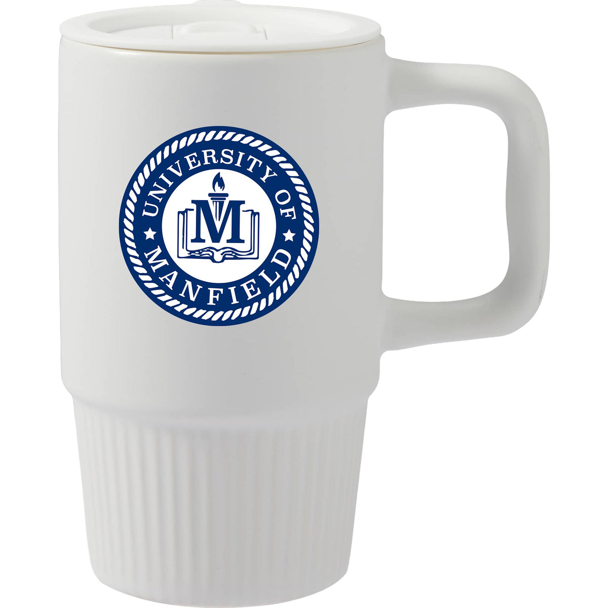 Camden Ceramic Mug with Slide Lid, 13 oz - White - Front