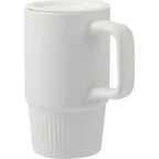 Camden Ceramic Mug with Slide Lid, 13 oz - White - Left Angle