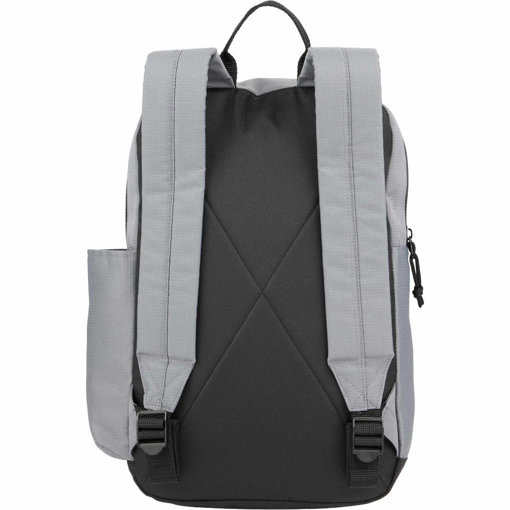 Camden Ripstop Laptop Backpack, 15 Inch Embroidery - Gray - Back