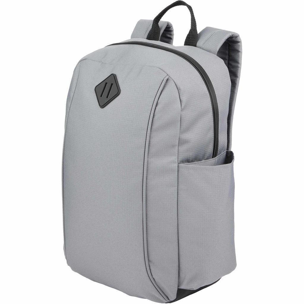 Camden Ripstop Laptop Backpack, 15 Inch Embroidery - Gray - Left Angle