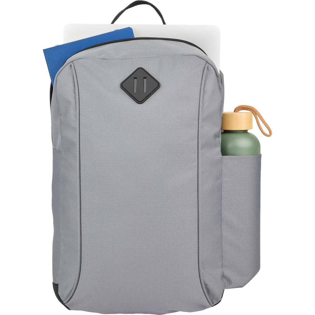 Camden Ripstop Laptop Backpack, 15 Inch Embroidery - Gray - Propped
