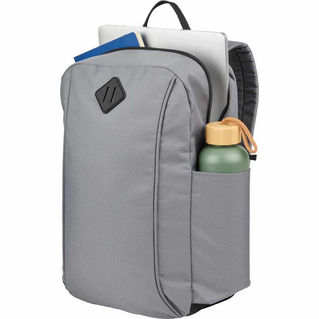 Camden Ripstop Laptop Backpack, 15 Inch Full Color - Gray - Left Angle Propped