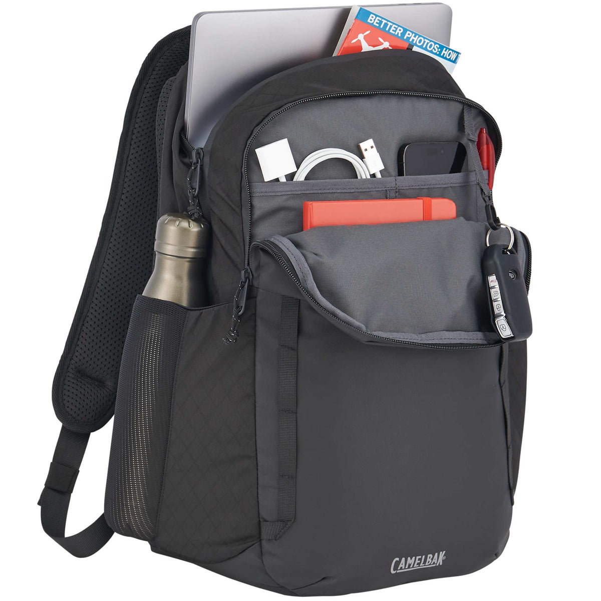 CamelBak Den Laptop Backpack, 15 Inch Embroidery - Black - Right Angle 3