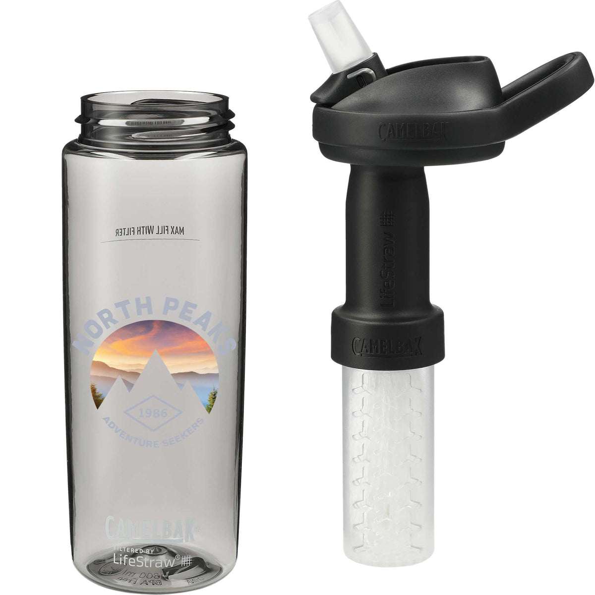 CamelBak Eddy+ Filter Bottle with LifeStraw, 20 oz - Charcoal - Front