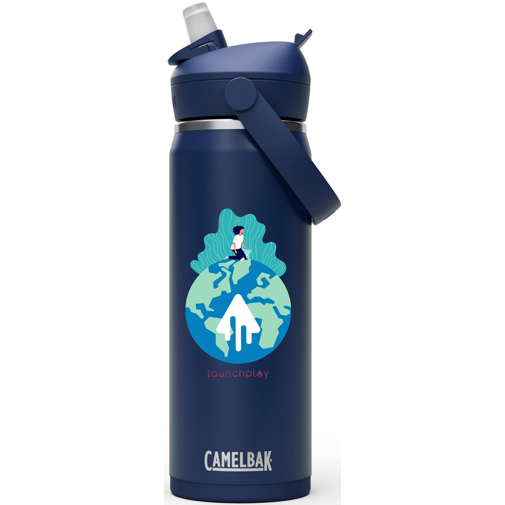 CamelBak Thrive Insulated Flip Straw Bottle, 20 oz Laser Engraving - Navy - Front