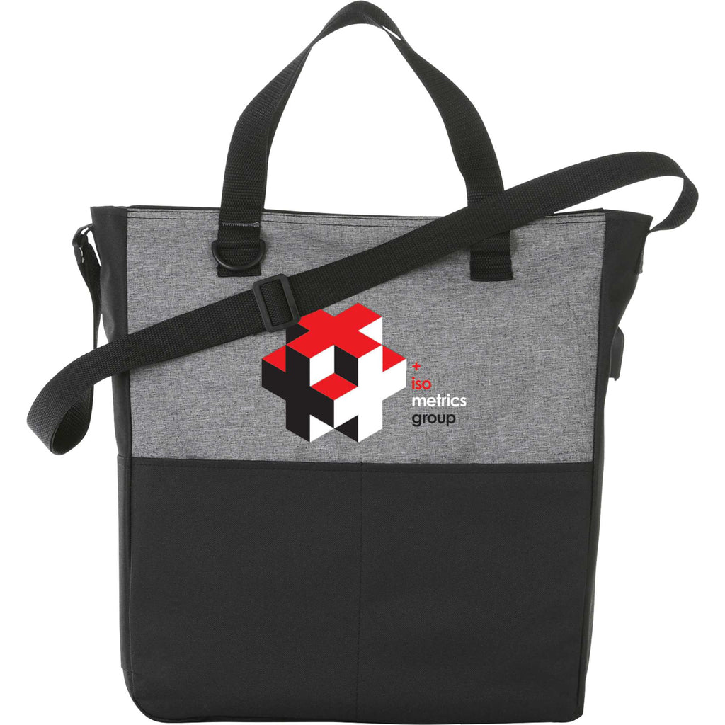 Cameron Convention Tote with USB Charging Port - Graphite - Front 2