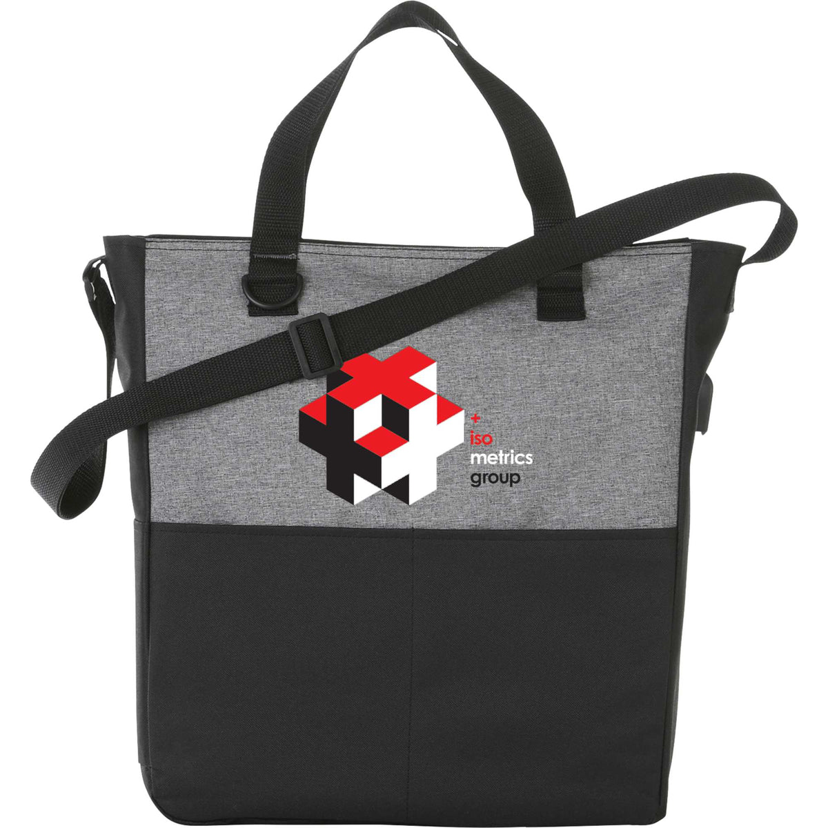 Cameron Convention Tote with USB Charging Port - Graphite - Front 2