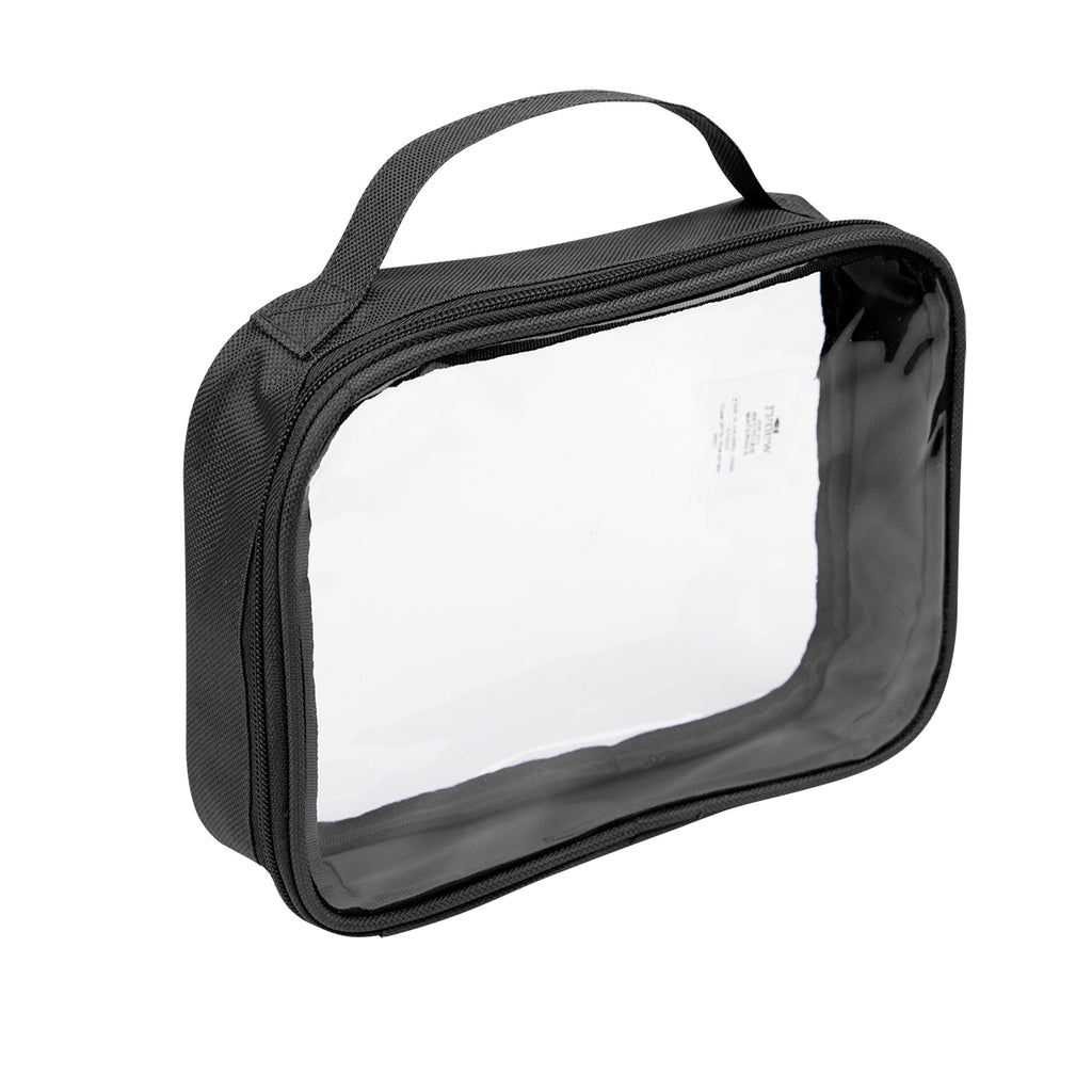 Camila Clear Toiletry Bag in Recycled PET - Black - Angle