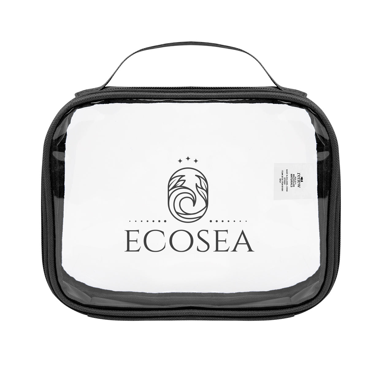 Camila Clear Toiletry Bag in Recycled PET - Black - Silk Screen