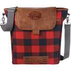 Campster Computer Tote in Buffalo Check Canvas, 15 Inch Debossing - Red - Front
