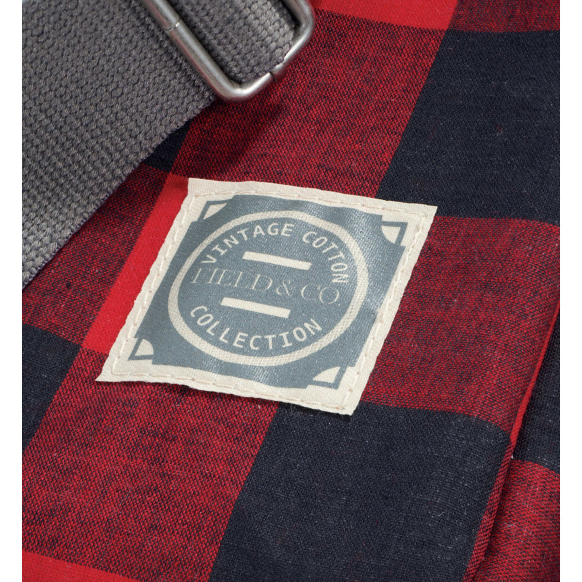 Campster Computer Tote in Buffalo Check Canvas, 15 Inch Debossing - Red - Photo 2