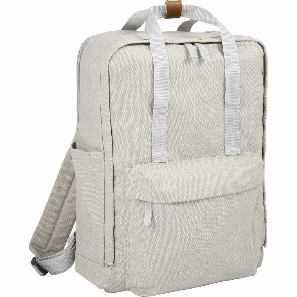 Campus Cotton Canvas Laptop Backpack, 15 Inch Embroidery - Gray - Right Angle