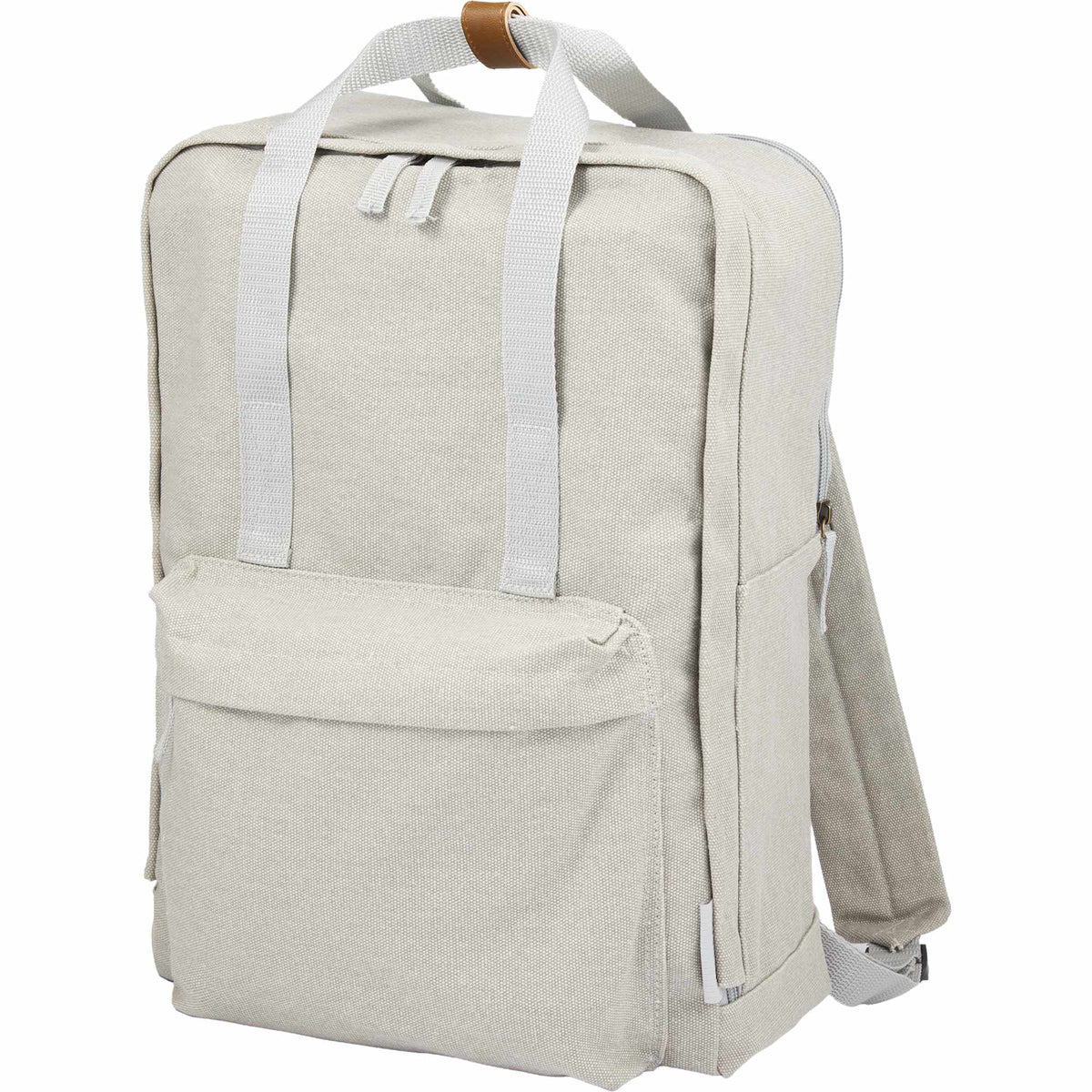 Campus Cotton Canvas Laptop Backpack, 15 Inch Transfer - Gray - Left Angle
