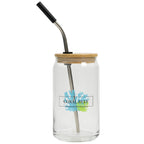 Can Glass with Bamboo Lid in Full Color, 16 oz - Full Color