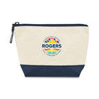 Canvas Zip Pouch with Colored Base Embroidery - True Navy - View 1