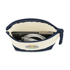 Canvas Zip Pouch with Colored Base Embroidery - True Navy - View 2