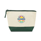 Canvas Zip Pouch with Colored Base Transfer - Green - View 1