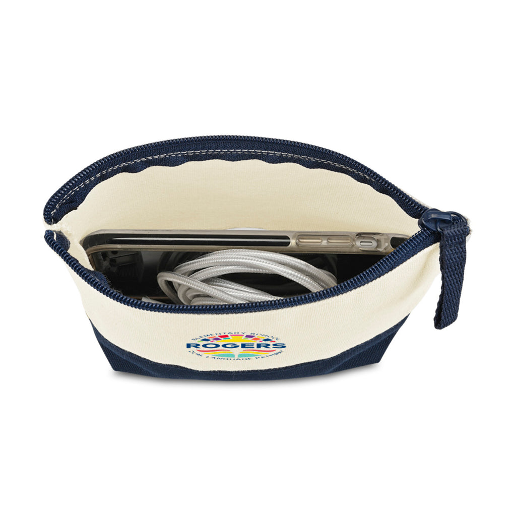 Canvas Zip Pouch with Colored Base Transfer - True Navy - View 2