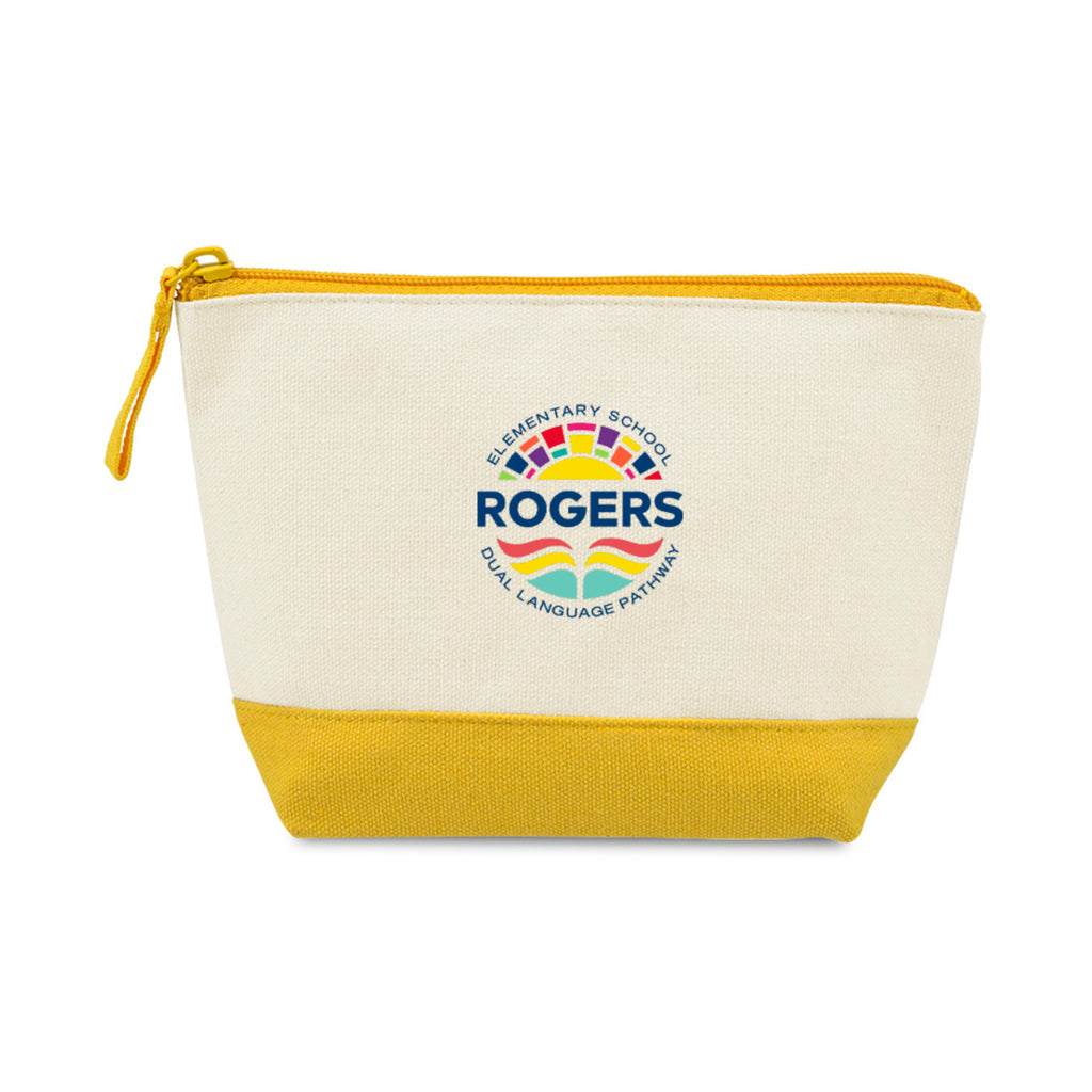 Canvas Zip Pouch with Colored Base Transfer - Yellow - View 1