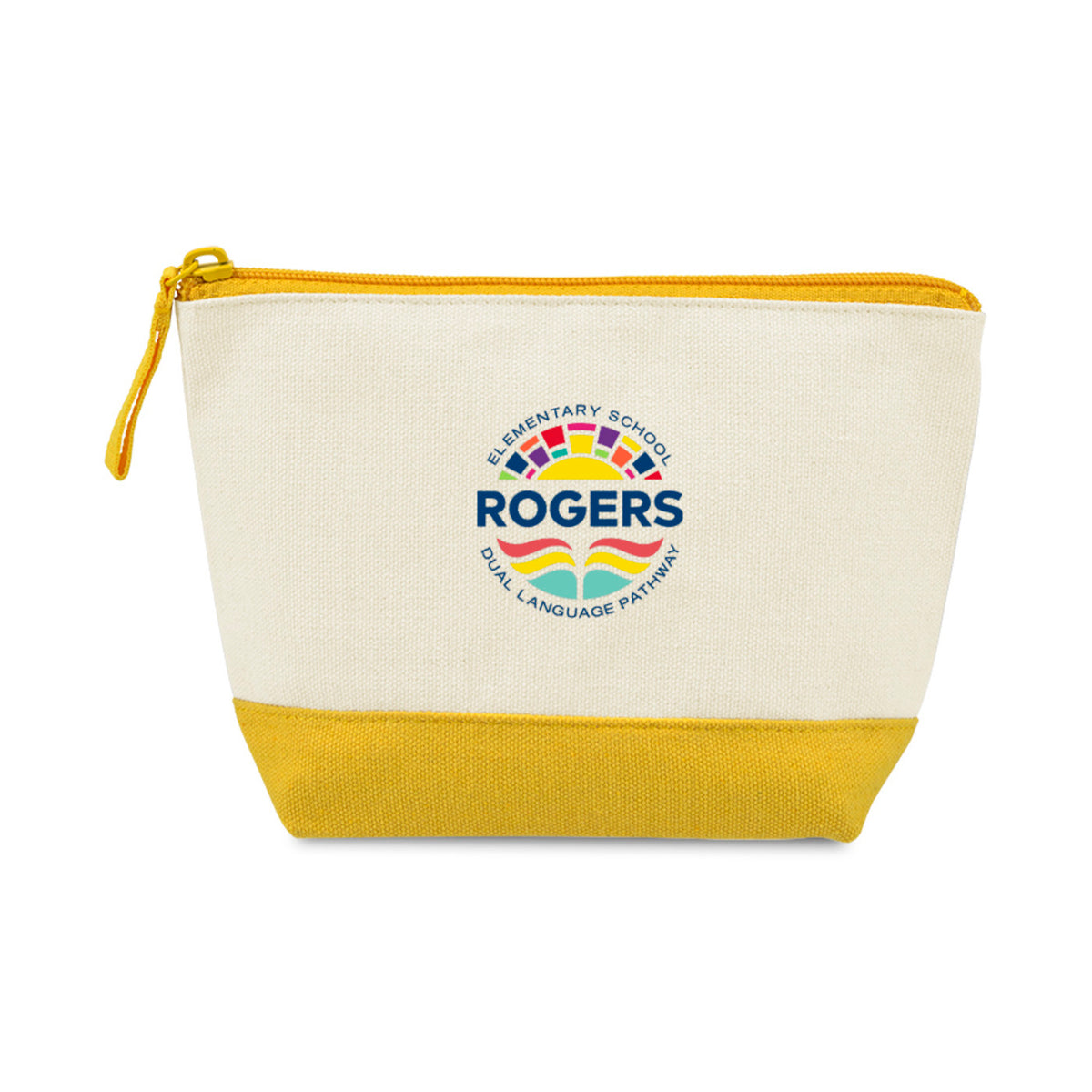 Canvas Zip Pouch with Colored Base - Yellow - View 1