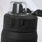 Canyon Recycled Stainless Sports Bottle, 30 oz - Black - Lock Button Detail