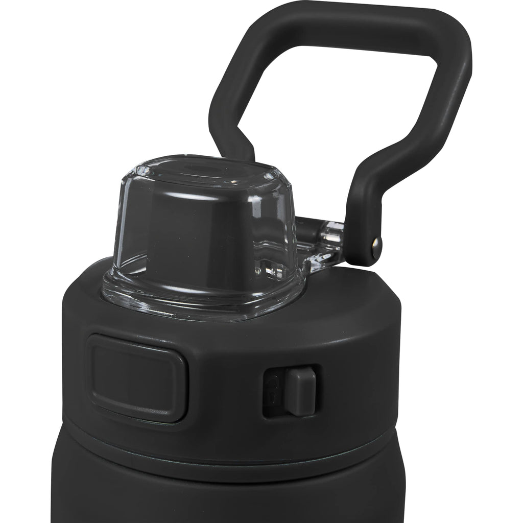 Canyon Recycled Stainless Sports Bottle, 30 oz - Black - Top Detail