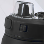 Canyon Recycled Stainless Sports Bottle, 30 oz Full Color - Black - Lock Button Detail 2