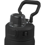 Canyon Recycled Stainless Sports Bottle, 30 oz Full Color - Black - Top Detail