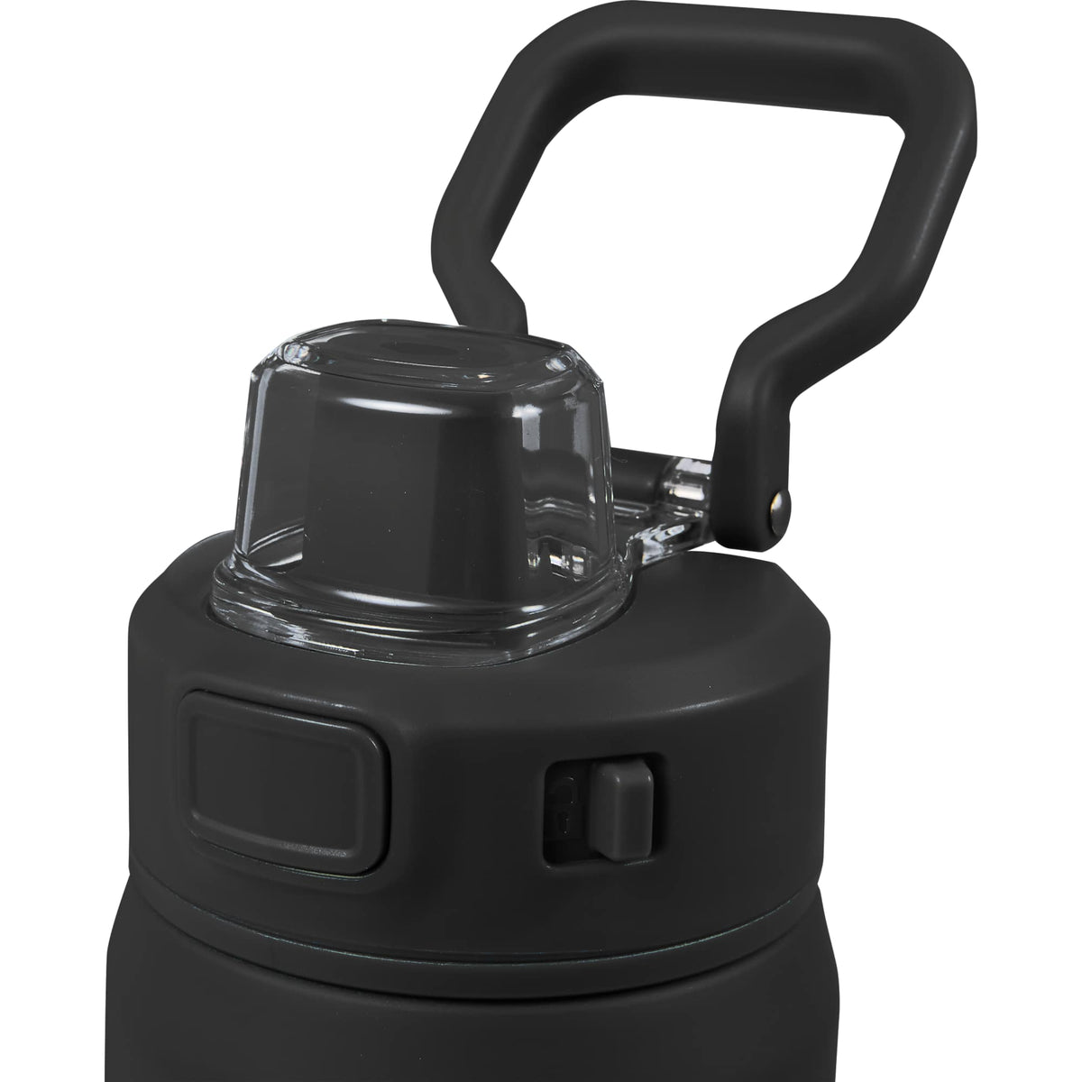 Canyon Recycled Stainless Sports Bottle, 30 oz Full Color - Black - Top Detail