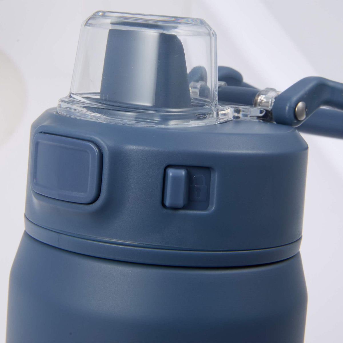 Canyon Recycled Stainless Sports Bottle, 30 oz Full Color - Nightfall Blue - Lock Button Detail