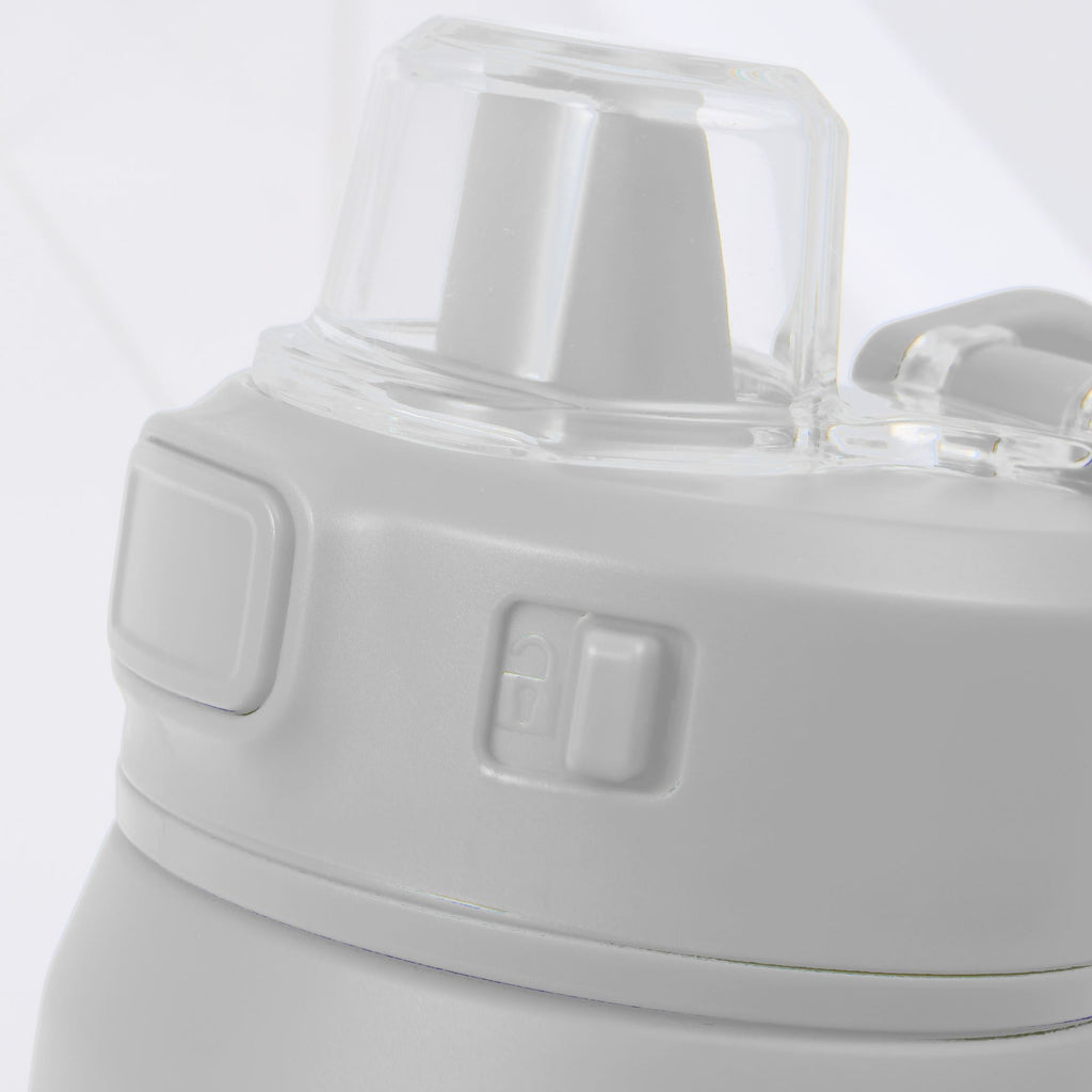 Canyon Recycled Stainless Sports Bottle, 30 oz Full Color - White - Lock Button Detail 2