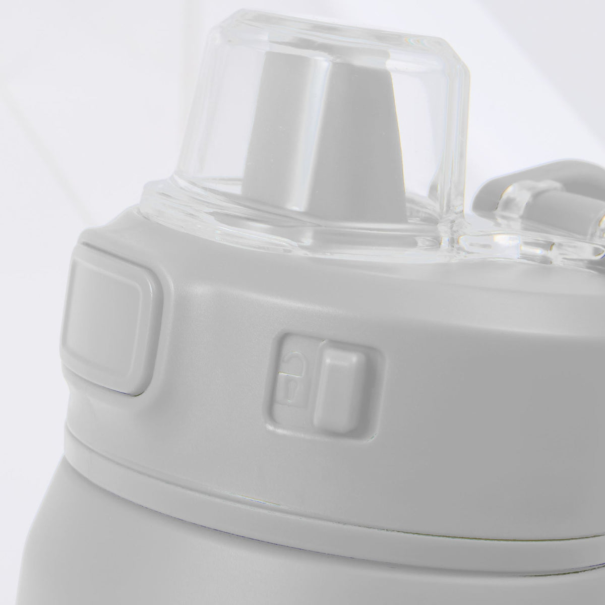 Canyon Recycled Stainless Sports Bottle, 30 oz - White - Lock Button Detail 2