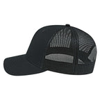 Cap America Chino Twill Trucker Cap with Mesh Back Embroidery - Black/Black - Right Side