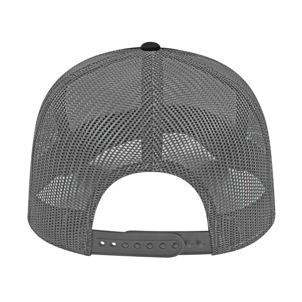 Cap America Chino Twill Trucker Cap with Mesh Back Embroidery - Black/Charcoal - Back