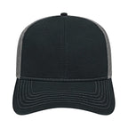 Cap America Chino Twill Trucker Cap with Mesh Back Embroidery - Black/Charcoal - Front 2