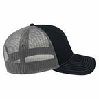 Cap America Chino Twill Trucker Cap with Mesh Back Embroidery - Black/Charcoal - Left Side