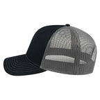 Cap America Chino Twill Trucker Cap with Mesh Back Embroidery - Black/Charcoal - Right Side