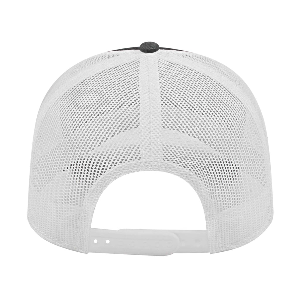 Cap America Chino Twill Trucker Cap with Mesh Back Embroidery - Black/Charcoal/White - Back