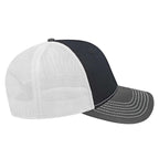 Cap America Chino Twill Trucker Cap with Mesh Back Embroidery - Black/Charcoal/White - Left Side