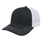 Cap America Chino Twill Trucker Cap with Mesh Back Embroidery - Black/White - Front