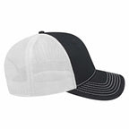 Cap America Chino Twill Trucker Cap with Mesh Back Embroidery - Black/White - Left Side