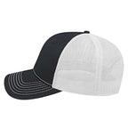 Cap America Chino Twill Trucker Cap with Mesh Back Embroidery - Black/White - Right Side