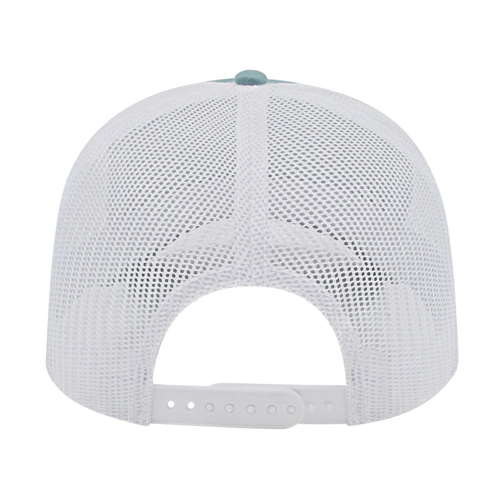 Cap America Chino Twill Trucker Cap with Mesh Back Embroidery - Blue/White - Back