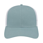 Cap America Chino Twill Trucker Cap with Mesh Back Embroidery - Blue/White - Front 2
