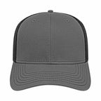 Cap America Chino Twill Trucker Cap with Mesh Back Embroidery - Charcoal/Black - Front 2
