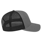Cap America Chino Twill Trucker Cap with Mesh Back Embroidery - Charcoal/Black - Left Side
