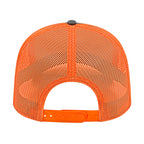 Cap America Chino Twill Trucker Cap with Mesh Back Embroidery - Charcoal/Blaze Orange - Back