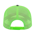 Cap America Chino Twill Trucker Cap with Mesh Back Embroidery - Charcoal/Neon Green - Back