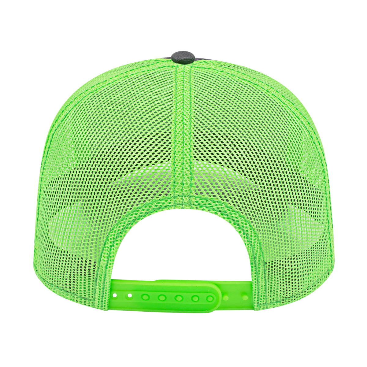 Cap America Chino Twill Trucker Cap with Mesh Back Embroidery - Charcoal/Neon Green - Back