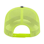 Cap America Chino Twill Trucker Cap with Mesh Back Embroidery - Charcoal/Neon Yellow - Back